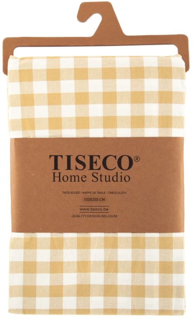 Tiseco - Tafelkleed GINGHAM - Katoen - Geblokt - 150x150 cm, geel