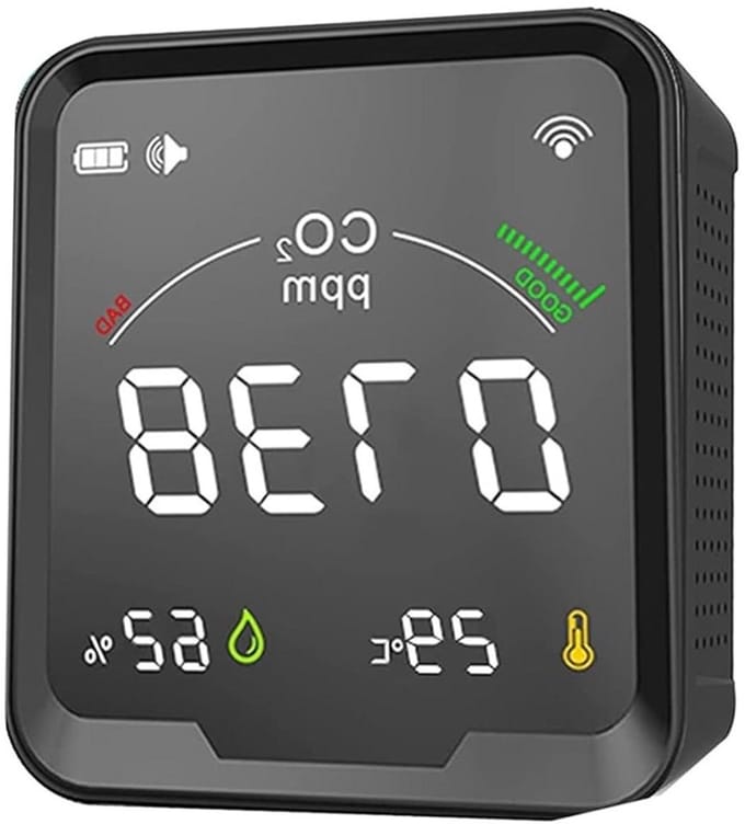 Luchtkwaliteitsmonitor - CO2 meter - Gezonde Lucht - Realtime Meting - 1x1x1 cm - Wit