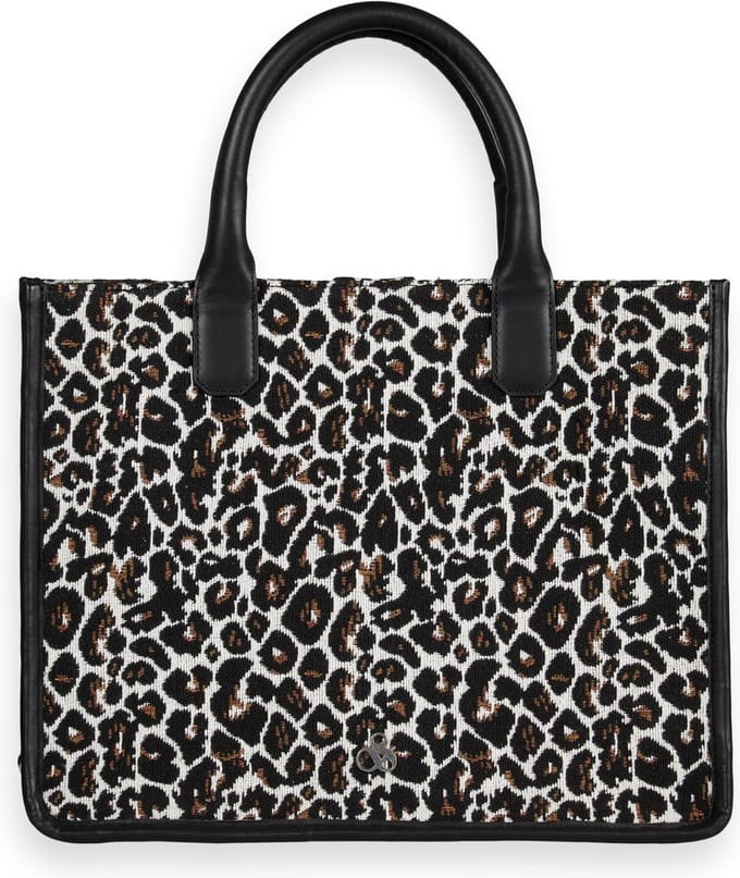 SCOTCH & SODA Schoudertas Canvas Shopper Leopard Veelkleurig