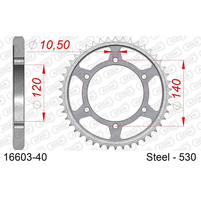 Stalen tandwiel Afam 530 40 dents