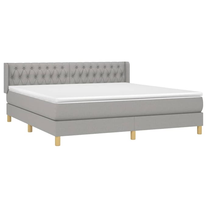vidaXL - Boxspring - met - matras - stof - lichtgrijs - 180x200 - cm