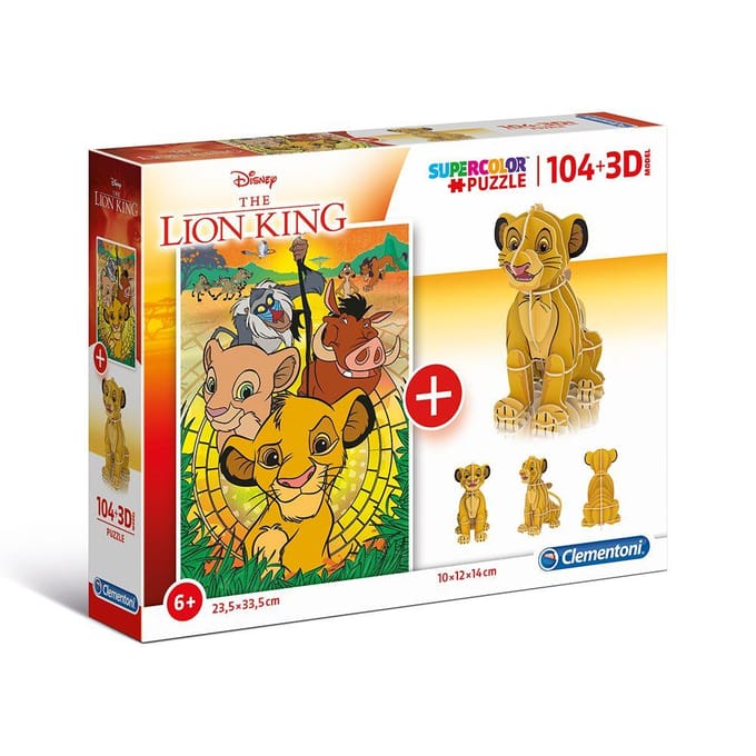 Clementoni, SuperColor, The Lion King 3D, Puzzel, Unisex, 6+ jaar, 104 stuks
