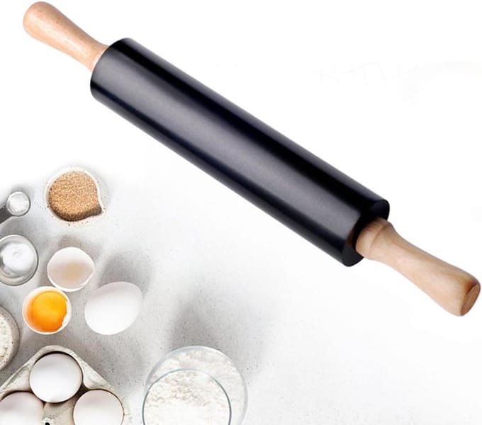 Anti-aanbakdeegroller met houten handvat voor thuisgebruik - deegroller met precisie gladde afwerking
