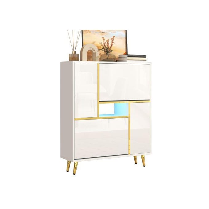 Schoenkast - MUVOE - Modern - Wit - LED 16 kleuren - 2 deuren wit