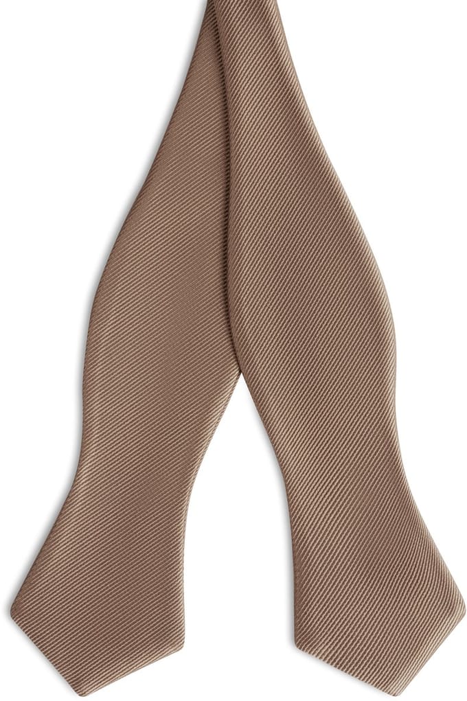 Bruine Zelfbinder Grosgrain Vlinderdas met Ruitvormige Punt