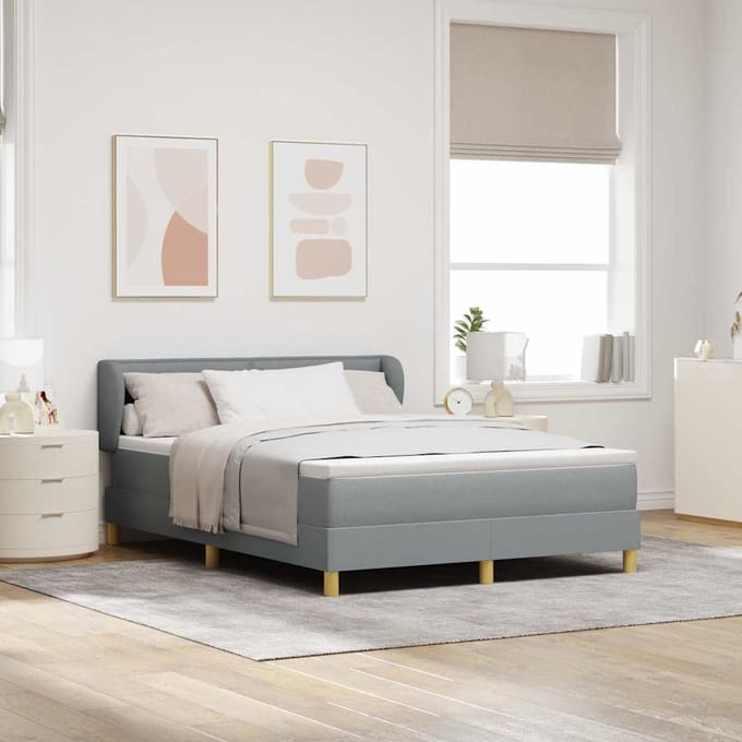 vidaXL - Boxspring - bed - met - matras - Lichtgrijs - 160 - x - 200 - cm - Stof