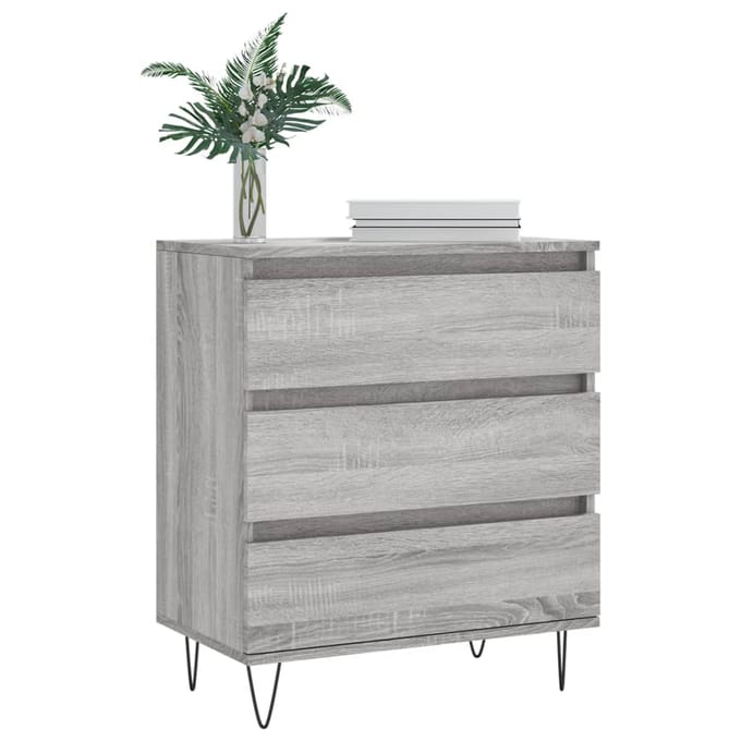 vidaXL - Dressoir - 60x35x70 - cm - bewerkt - hout - grijs - sonoma - eikenkleurig