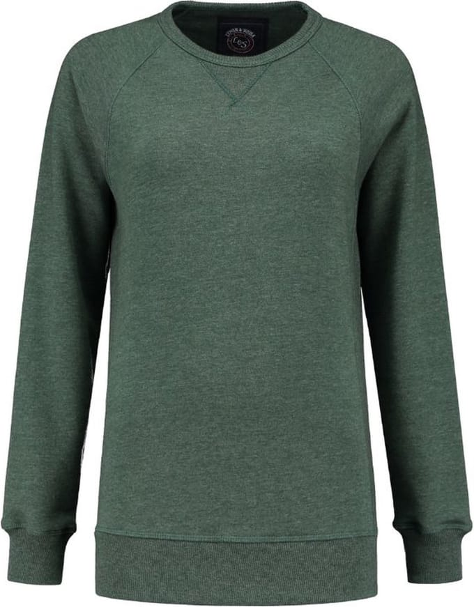 Lemon & Soda heavysweat raglan sweater voor dames groen gemêleerd maat S