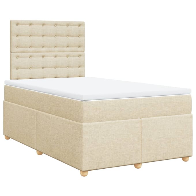 vidaXL - Boxspring - met - matras - stof - crèmekleurig - 120x190 - cm