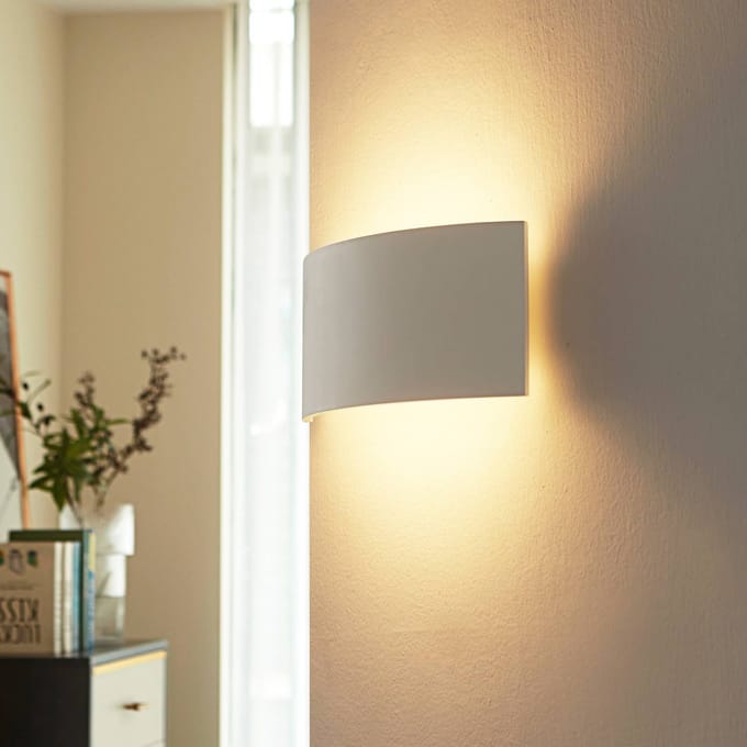 Lindby - wandlamp - 2lichts - Gips, metaal - H: 15 cm - G9 - wit