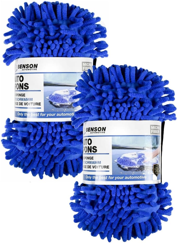 Benson Autospons rasta - 2x - blauw - microvezel - polyester - 20 x 12 cm