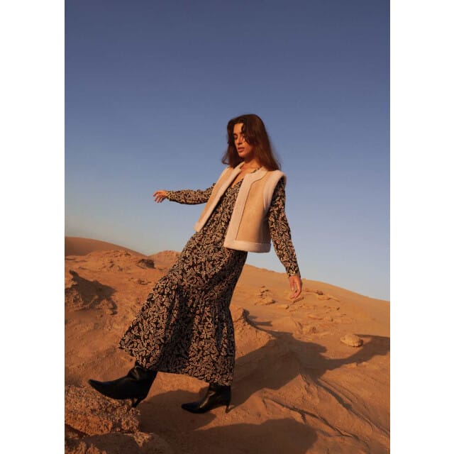 Beige suede imitatieschaap gilet Noe - Grace & Mila
