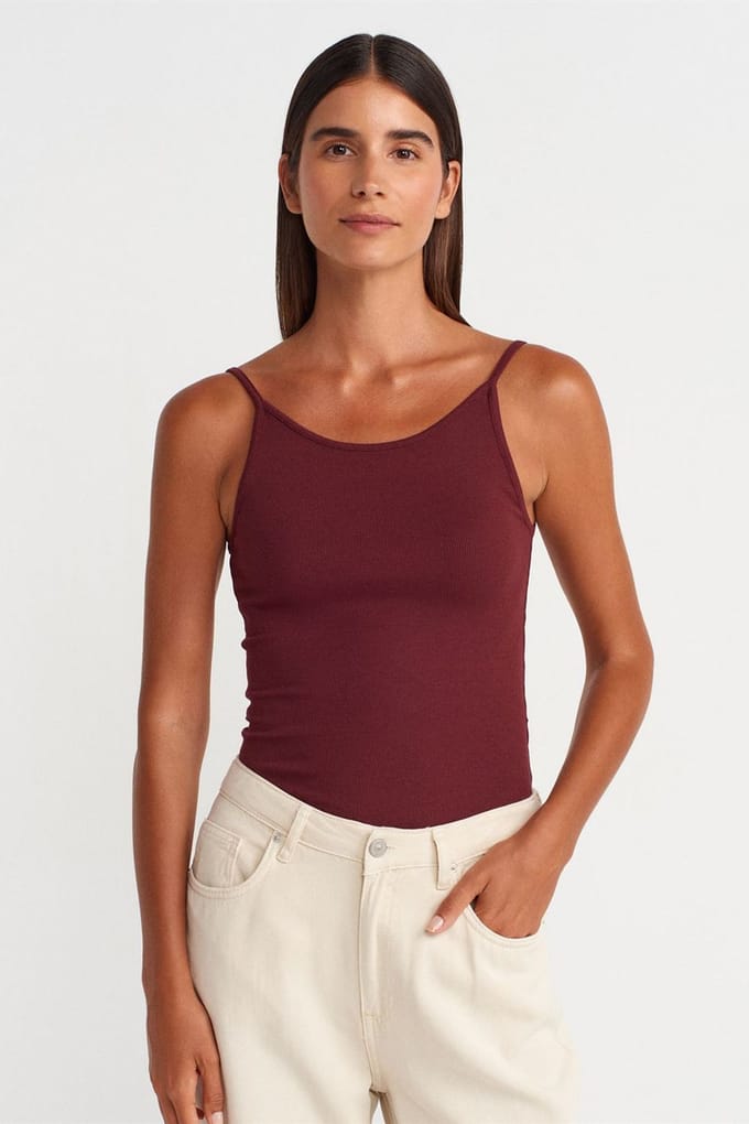 Geribbelde Mouwloze Slim Fit Blouse