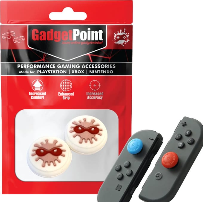 Gadgetpoint - Thumb Grips voor Nintendo Switch Joy-Con Controllers - Gaming Thumbgrips - Performance Anti-Slip Thumbsticks - Bescherming Accessoires - Masker - Wit