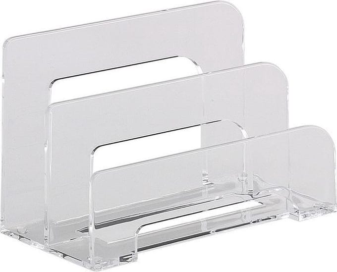 Brievenstandaard Alco acryl - 2-vaks transparant - 75x150x95mm - AL-4466