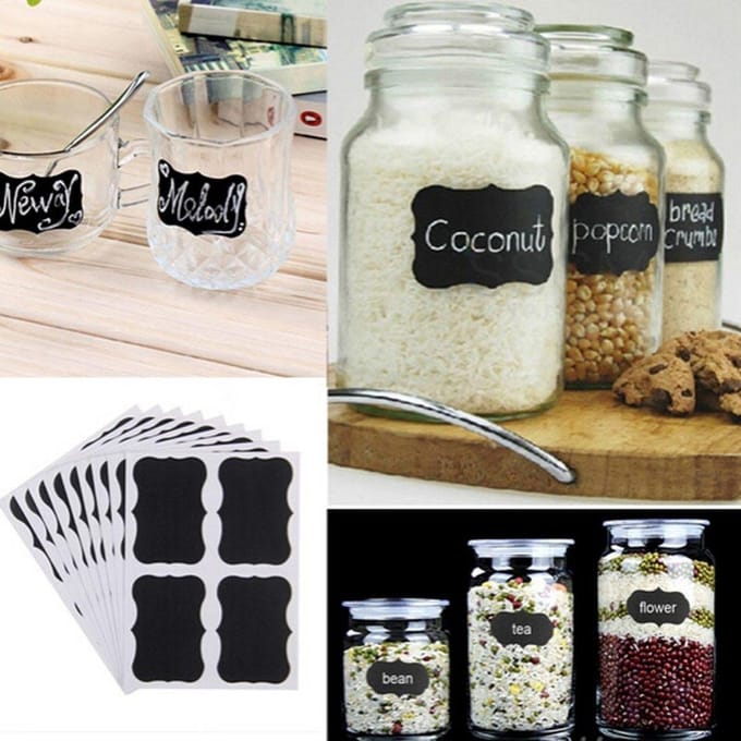 KELERINO. Keuken Etiket Labels Zwart - 36 stuks