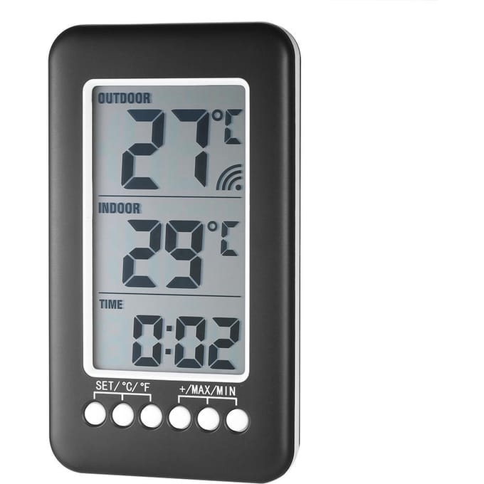 LCD graden Celsius Digitale draadloze binnen-/buitenthermometer Kloktemperatuurmeter met zender gray