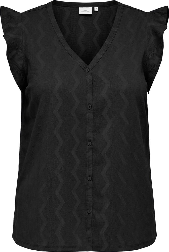 ONLY CARMAKOMA - CARDIA S/S V NECK FRILL TOP JRS - Dames - Blouses
