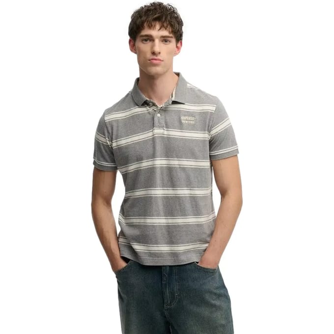 Superdry Vintage Stripe Korte Mouw Poloshirt Grijs S Man