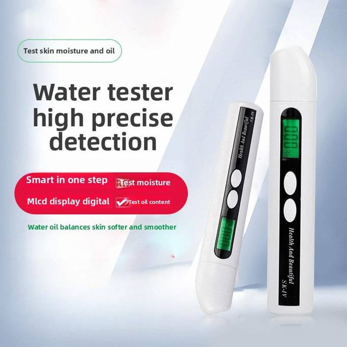 Testeur d'hydratation cutanée 2-en-1 amélioré, Instrument de détection d'humidité d'agent fluorescent, Stylo de test d'huile cutanée 173*30*27 black