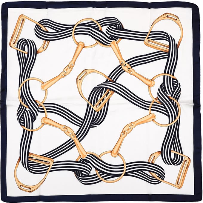 Vierkante Sjaal met Equestrian Bit- en Teugelmotief (70x70cm) - Wit