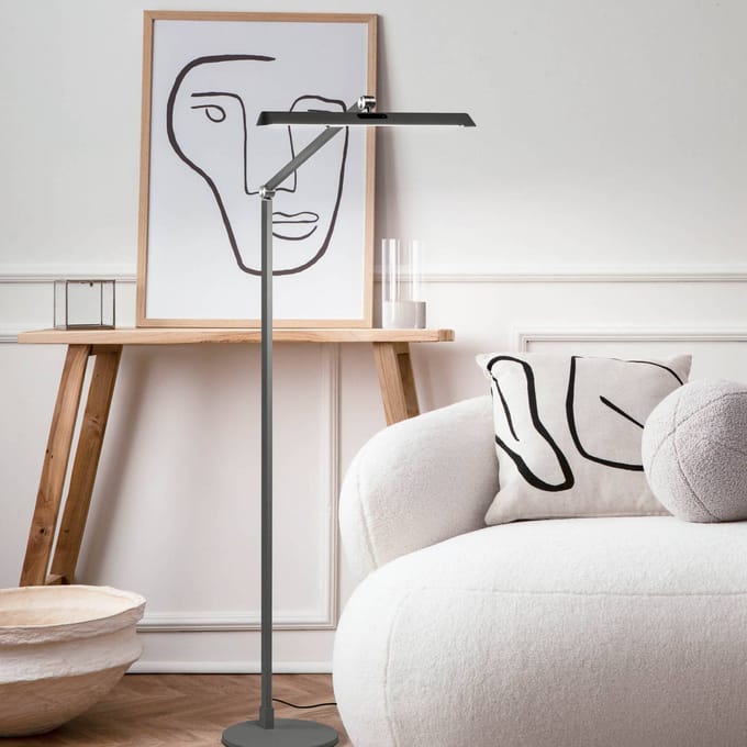 Fabas Luce LED vloerlamp Beba, antraciet, hoogte 110 cm, CCT, dimmer