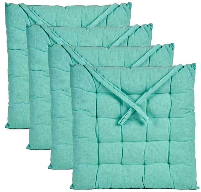 Giftdecor Stoelkussen Decorama - 4x - binnen/buiten - mintgroen - 40 x 40 x 5 cm - polyester
