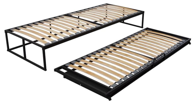 Bed Box Wonen Boxtwin 90x200 cm Onderschuifbed Metaal Lattenbodem Design Eenpersoons