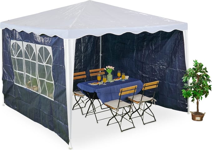 Zijwanden partytent set van 3 - 2 x 3 m - waterdicht PE - blauw