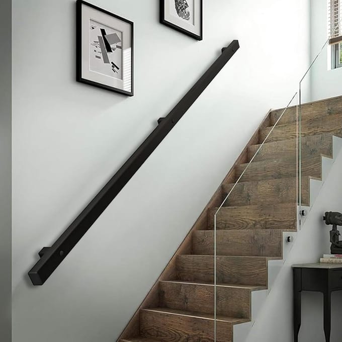 Trapleuning Smeedijzer - Muur Beugel - Veilig Traplopen - Antiroest Laag - 360 cm - Zwart