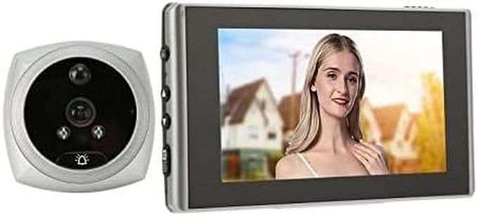 Digitale Deurcamera - Slimme Deurbel - Veiligheid Thuis - 1080P HD Beeld - 4.5 Inch Scherm - Zilver