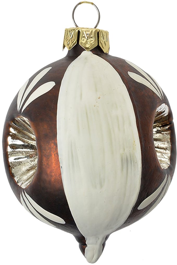Clayre & Eef Kerstbal Overig Ø 5x7 cm Bruin Wit Glas Kerstballen