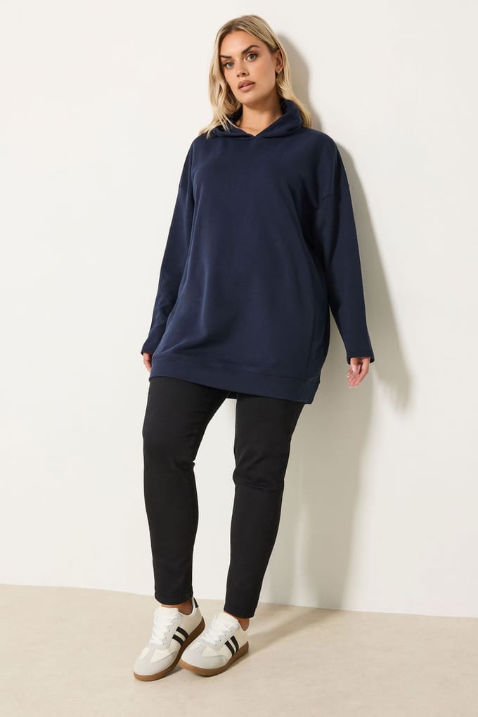 Yours Marineblauwe Hoodie Met Naaddetail Size 46