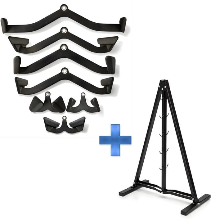 PH Fitness Multi Grip Set 7 + Kabel Accessoire Rek – Complete Kabelmachine Set met 7 Grips & Opbergrek – Lat Pulldown & Row Attachments voor Rugtraining