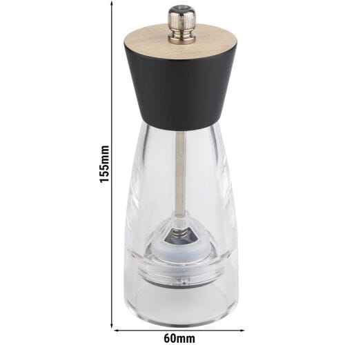 GGM Gastro (6 Stück) Pfeffermühle - FRIDA - Acryl - Höhe: 155mm - Transparent