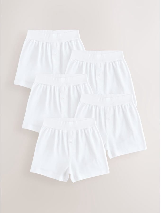 Next - Jongens - Set van 5 boxershorts van 100% katoen met ruimvallende pasvorm - Wit