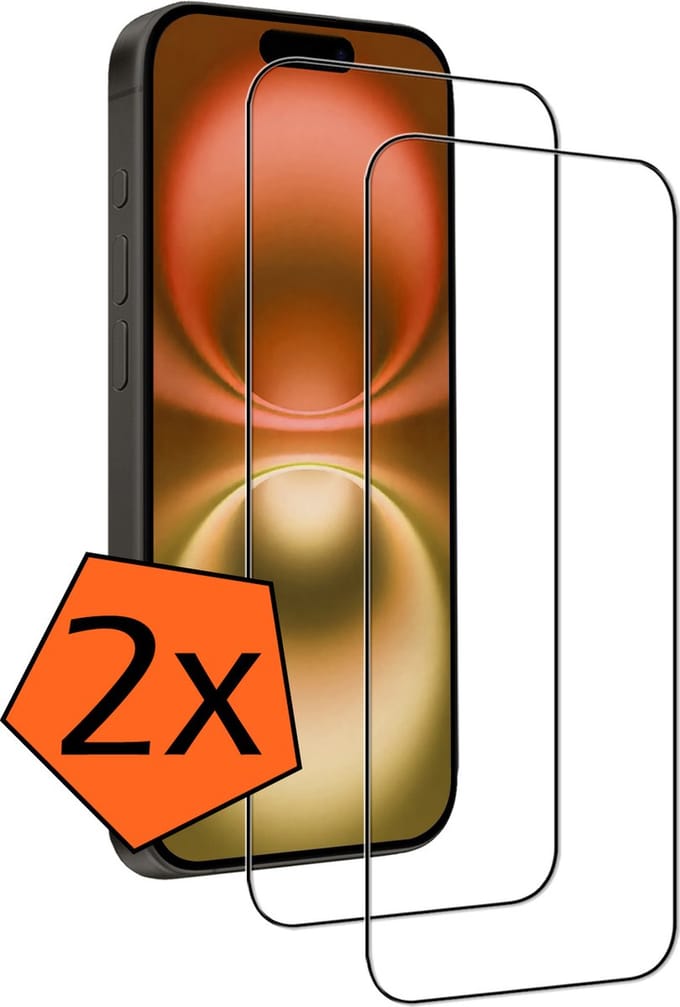 Screenprotector - 2 Stuks - Geschikt voor Apple iPhone 16 Plus - Full Cover - Gehard Glas - Beschermglas - Tempered Glass - Screen Protector