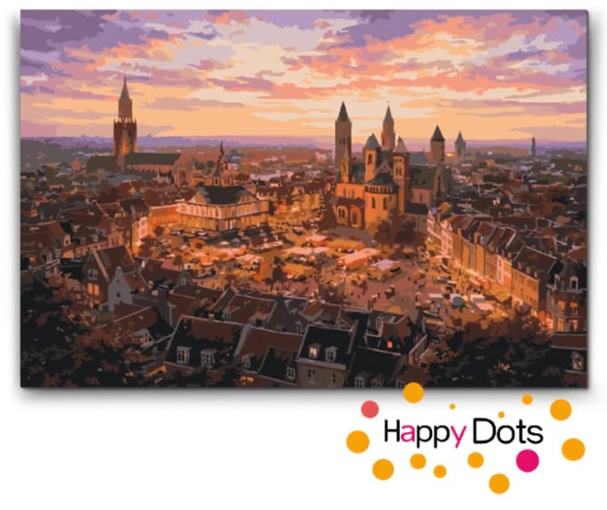 Schilderen op nummer Skyline Maastricht 40x60cm (HappyDots)