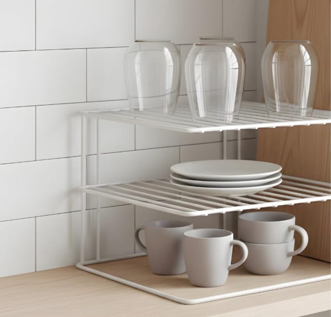 hoekkast, 2 niveaus, 25 x 25 x 19 cm, wit