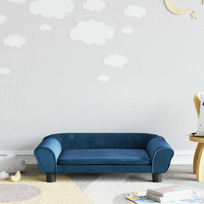 vidaXL - Kinderbank - 70x45x26 - cm - fluweel - blauw