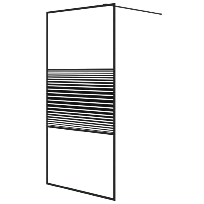 vidaXL - Inloopdouchewand - 100x195 - cm - transparant - ESG-glas - zwart