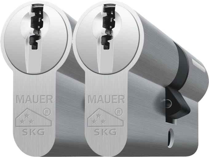 Dubbele cilinder - Vernikkeld - Messing - Mauer - Cilinderslot Mauer, F3P serie, dubbele gelijksluitend per 2