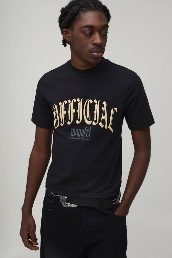 Gekrompen Muscle Moto Puff Print T-shirt | Black | Size Medium