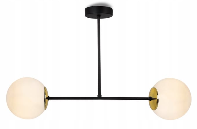 Moderne Hanglamp Zwart Goud met Witte Glazen Bollen - Stijlvol Design