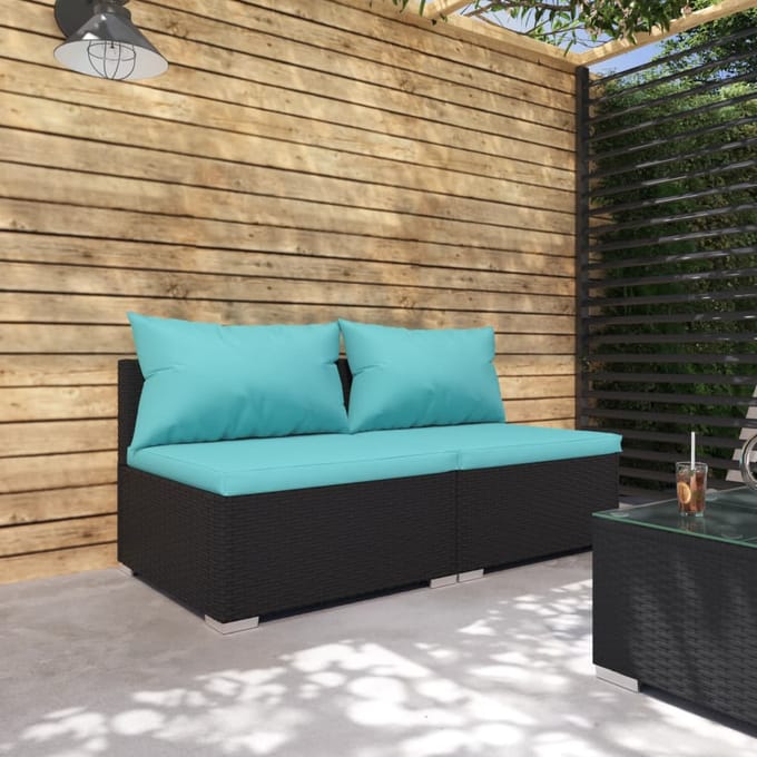 vidaXL - 2-delige - Loungeset - met - kussens - poly - rattan - zwart