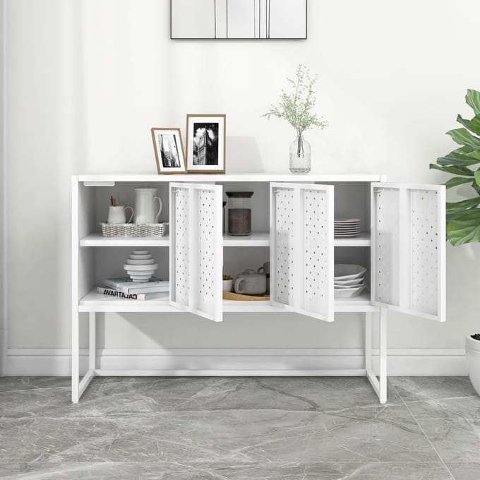 vidaXL - Dressoir - 105x35x75 - cm - staal - wit