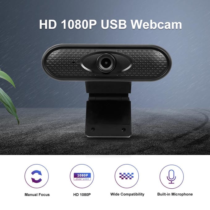 1080P Webcamera Handmatige focus USB-webcam Computercamera Ingebouwde microfoon Camera zonder aandrijving voor zwart