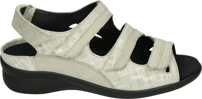 Durea - 7409 K - Platte sandalenDames Sandalen - Kleur: Wit/beige - Maat: 42