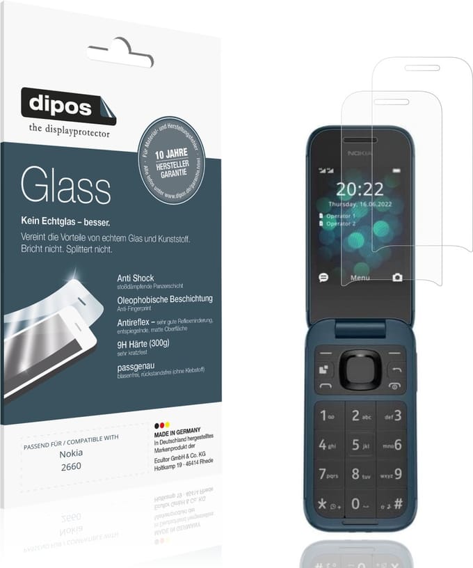 dipos – 2x Matte Pantserfolie geschikt voor Nokia 2660 | 9H Screenprotector