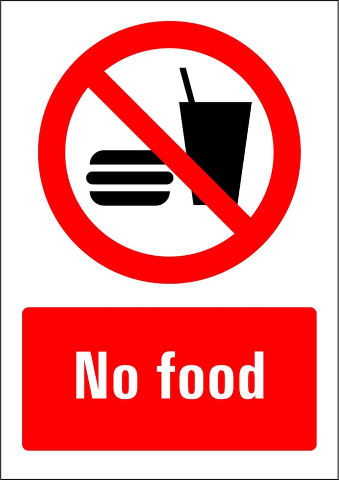 No food sticker 210 x 297 mm